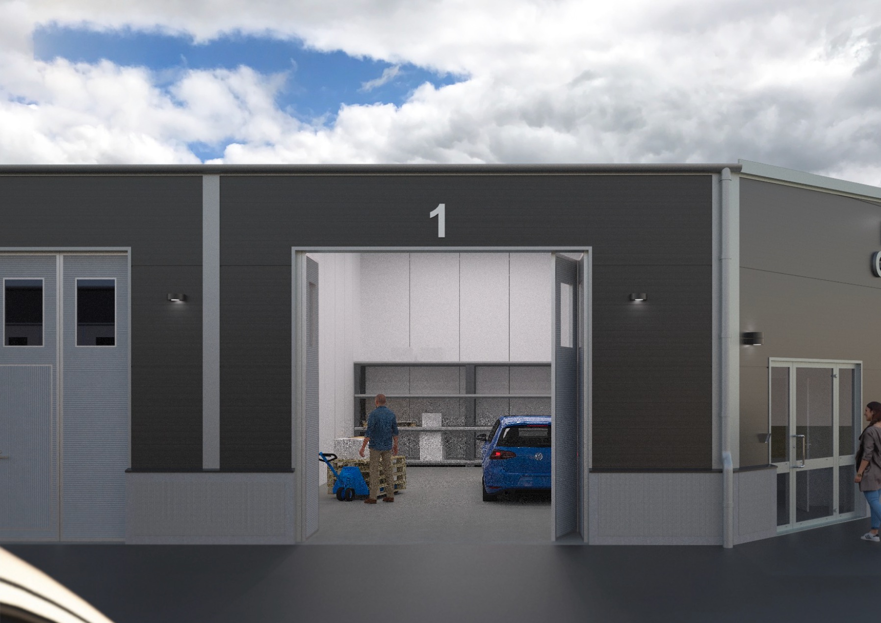 Staffanstorp Garage utifrån med fokus in i ett garage